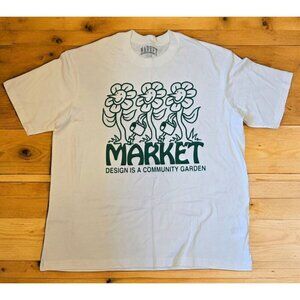 Market Studios Community Garden Tee Mens Sz XXL T-shirt Cream Green Heavyweight